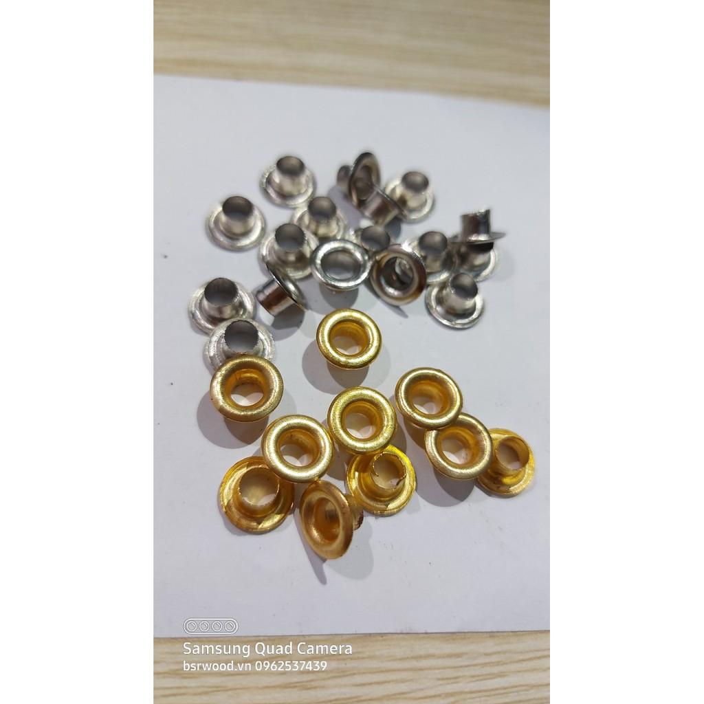 Khoen ore 5mm Khuy mắt cáo đóng bạt, bấm túi giấy Bằng sắt xi màu bạc / màu vàng Túi 1000 cái / Túi 1kg