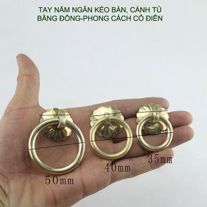 01 Tay nắm cửa, ngăn kéo bàn làm bằng đồng đặc phong cách cổ điển (mẫu S4)