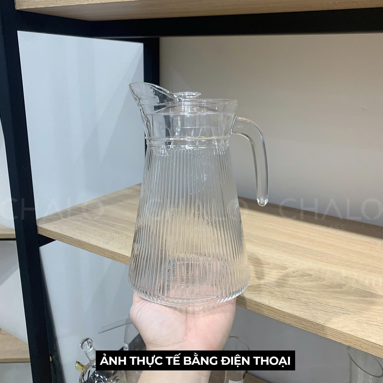 Bình Thủy Tinh Sọc Dọc Cao Cấp 1580ml Có Nắp – Ca Đựng Nước Ép, Trà Hoa Quả, Nước Detox Sang Trọng - HÀNG CHÍNH HÃNG MINIIN