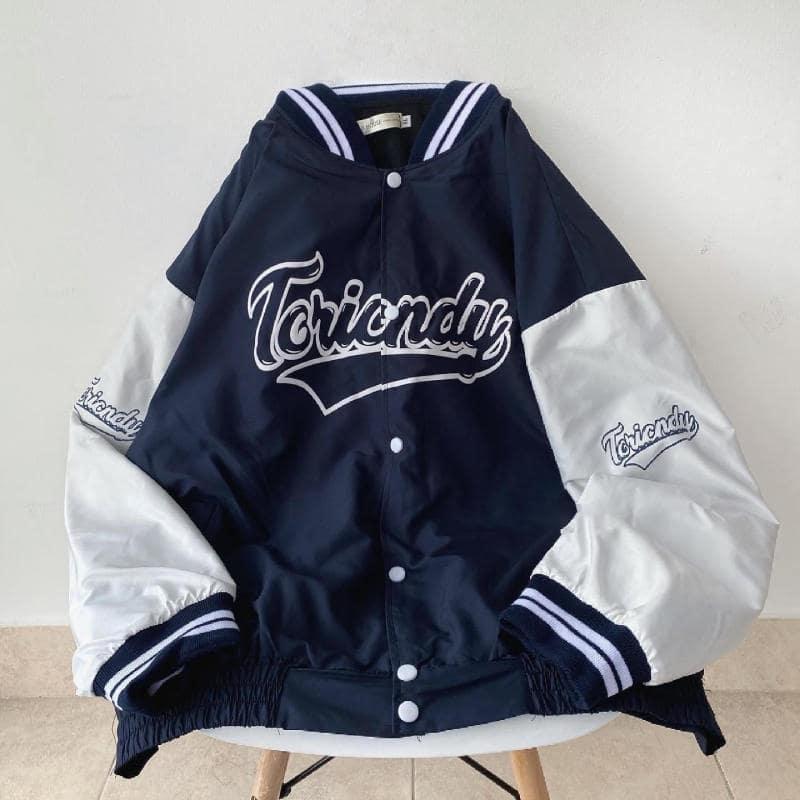 Hình ảnh Áo Khoác Bomber Varsity Jacket Dù 2 Lớp TORI Form Rộng Nam Nữ Unisex Cúc Bấm - Trẻ Trung Năng Động Ulzzang