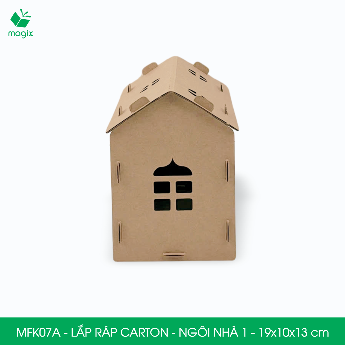 MFK07A - 19x10x13 cm - Mô hình ngôi nhà lắp ráp từ bìa carton cao cấp, nhà giấy carton mini sáng tạo