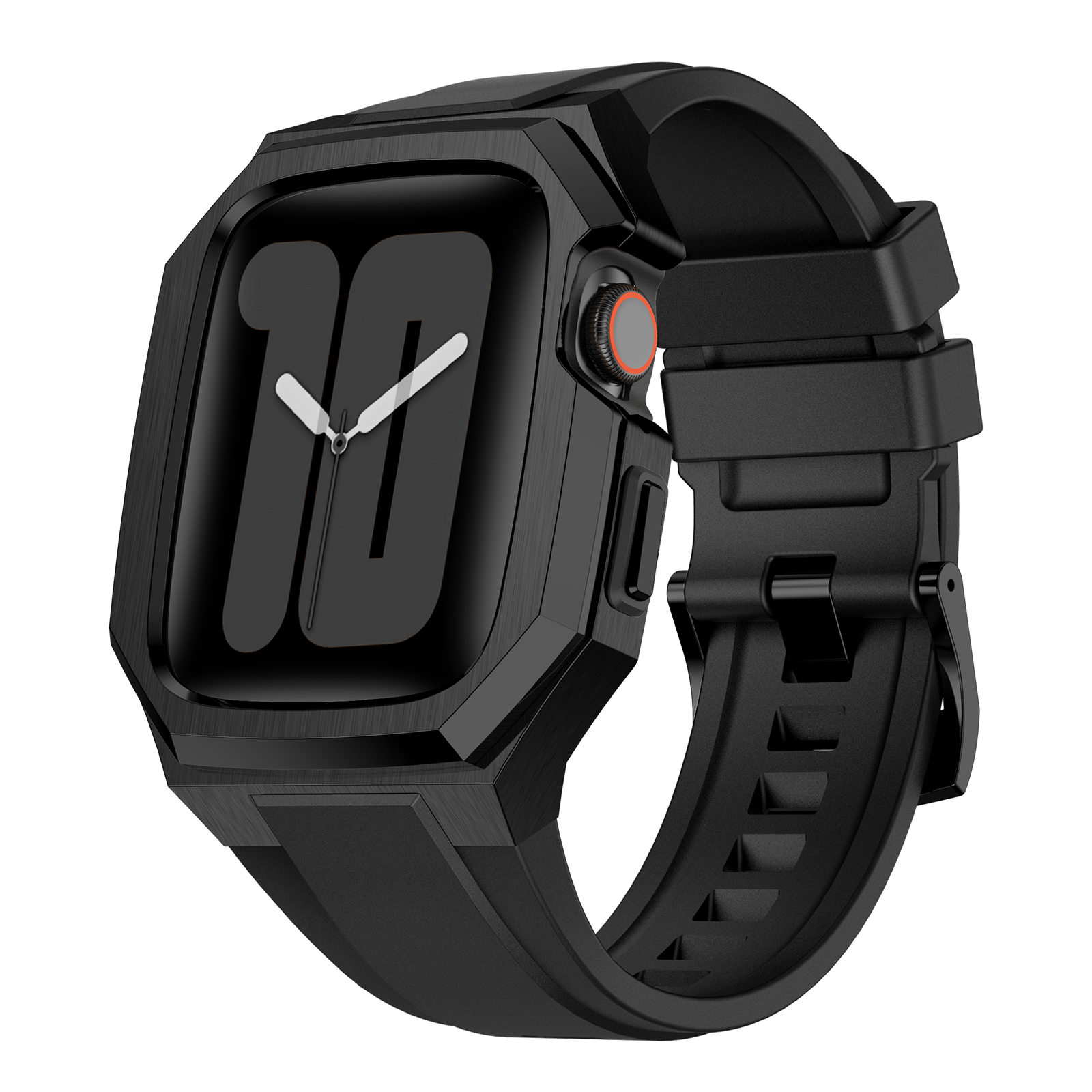 Ốp Case Vỏ Thép Không Gỉ bảo vệ tích hợp dây đeo Fluororubber cho Apple Watch Series 4/5/6/7/8/9/SE1,2 Size 44mm/45mm - Hàng Chính Hãng