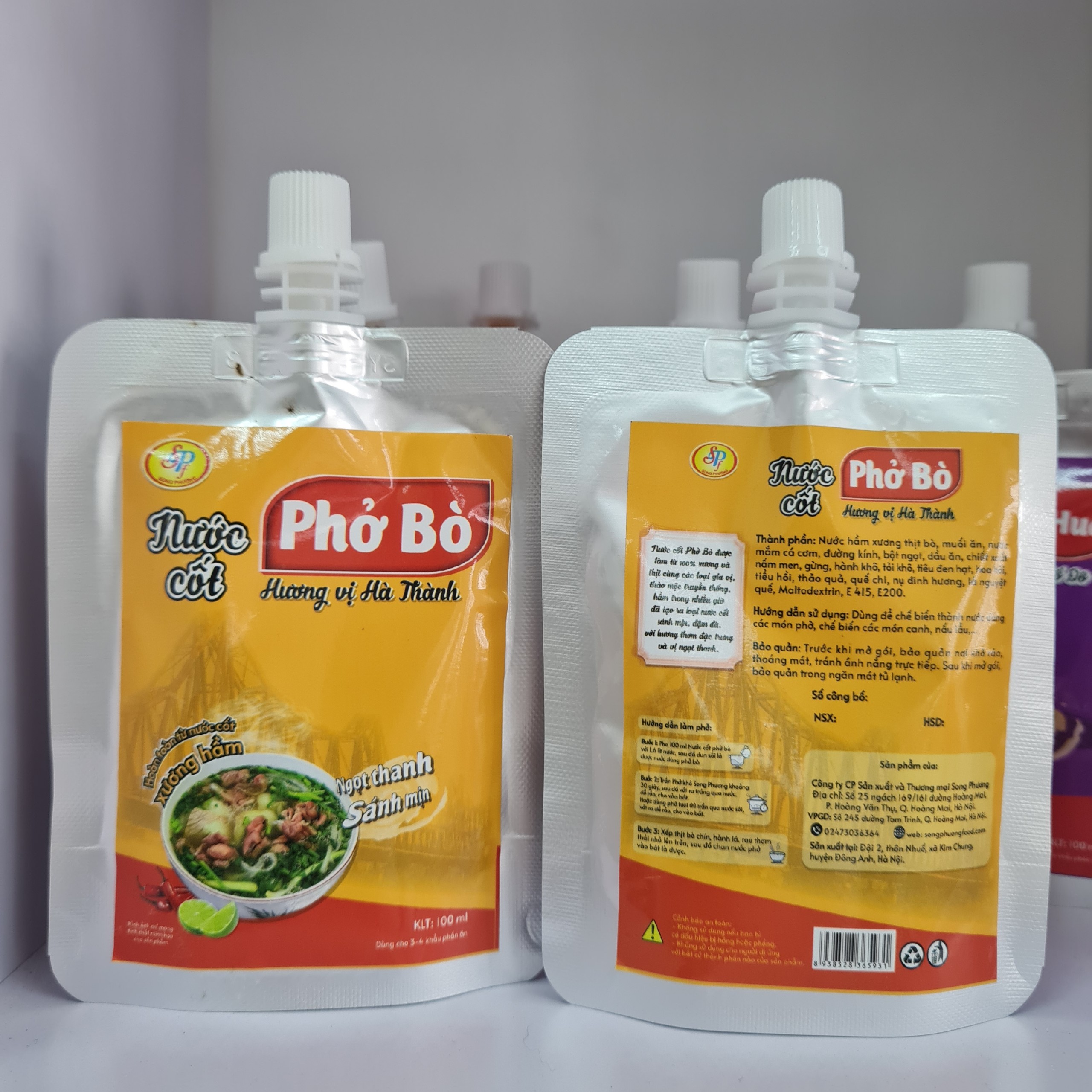 Nước cốt phở bò Hương vị Hà Thành - Hàng xuất khẩu Nhật - Hoàn toàn từ nước cốt xương hầm, thơm ngon, chuẩn vị, không cần nêm nếm - túi 100ml