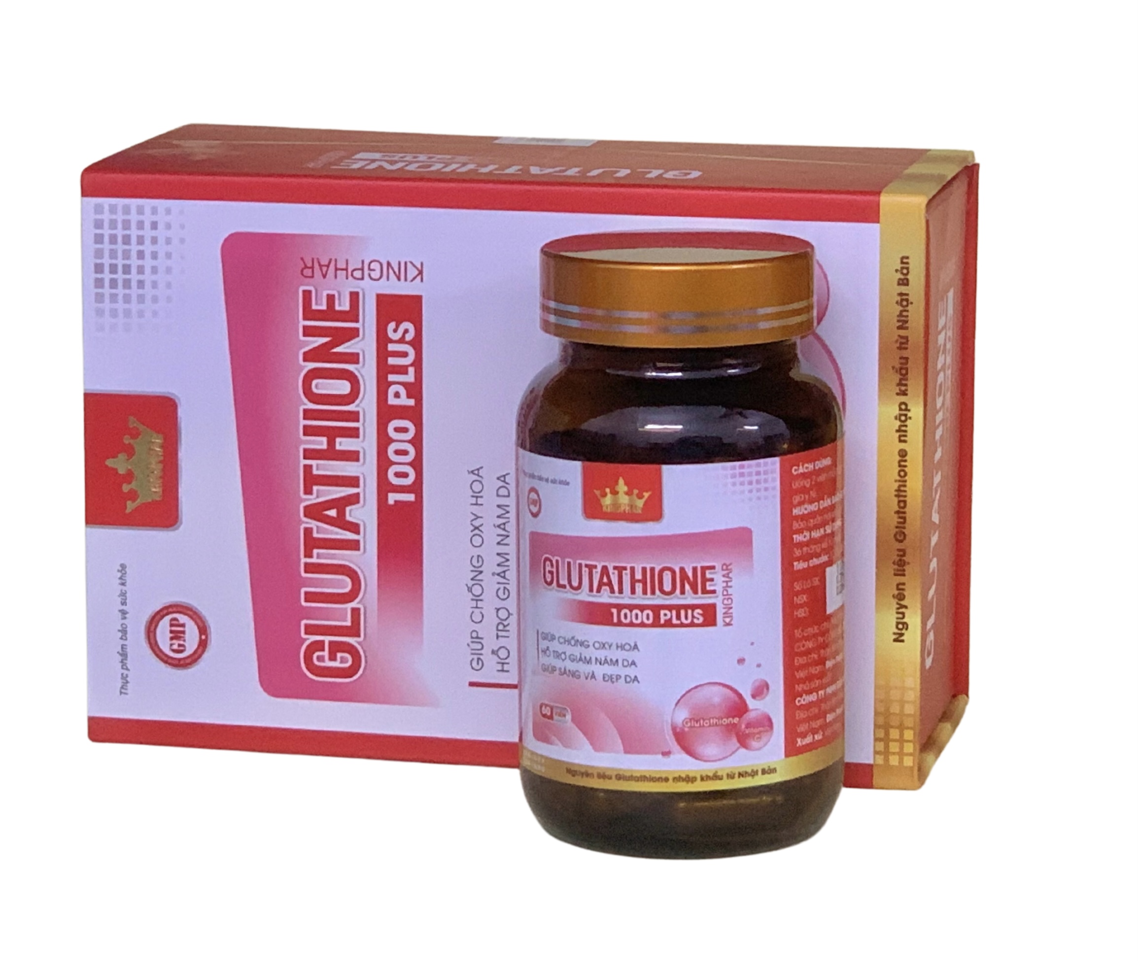 ￼Viên uống trắng da Glutathione 1000 plus Kingphar, hộp 60 viên