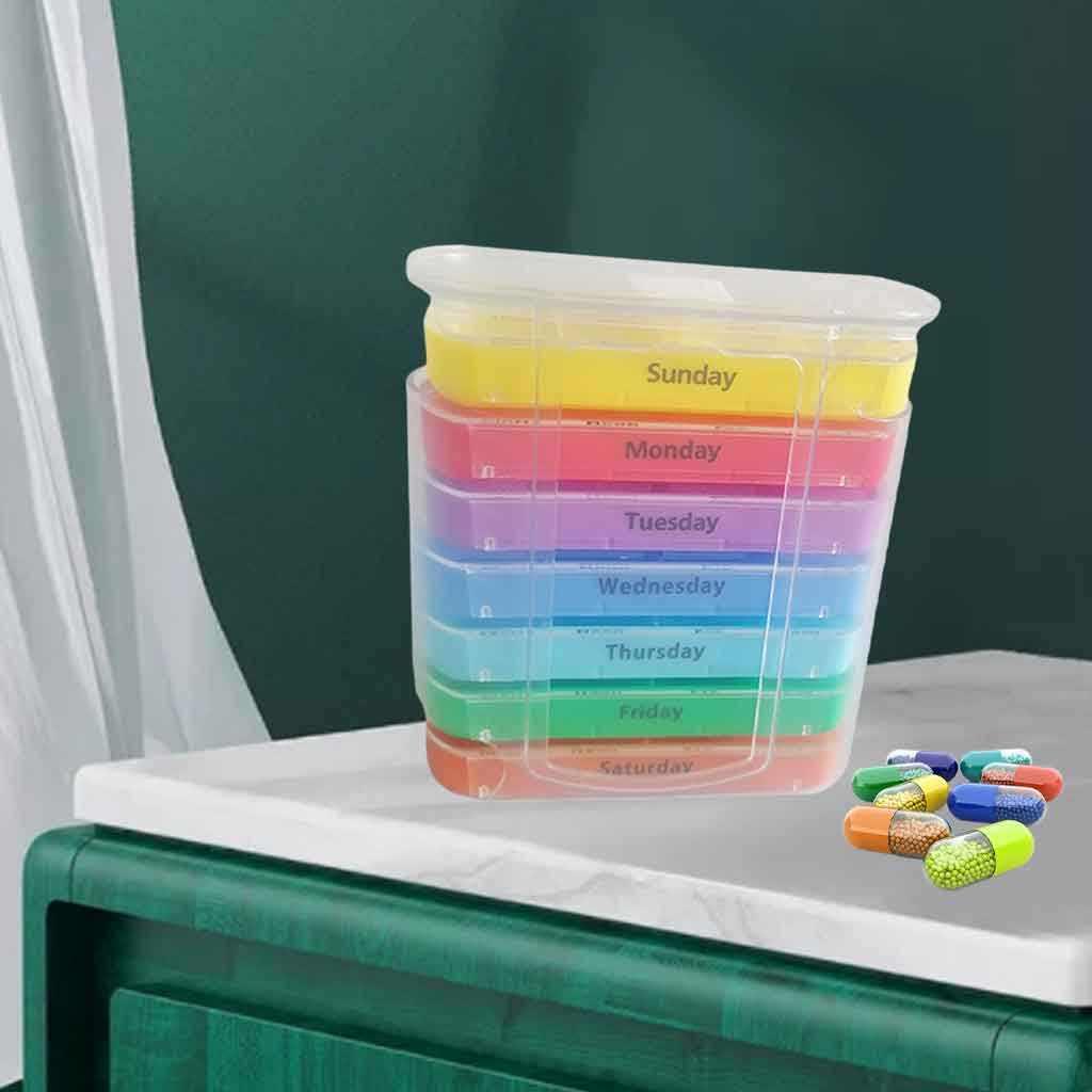 Weekly Pill Organizer Colorful Organizer Case Daily to Hold Pills Vitamins