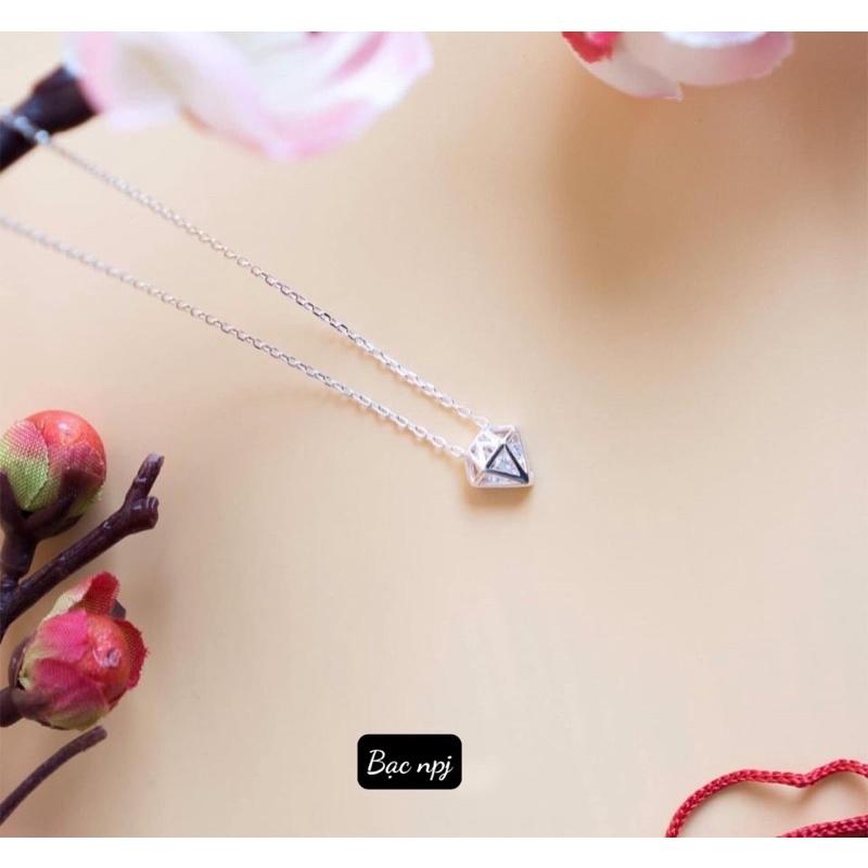 Dây chuyền Kim Cương ️ SIÊU XINH ️ , vòng cổ hột xoàn chất liệu Bạc đẹp- Bạc Npj