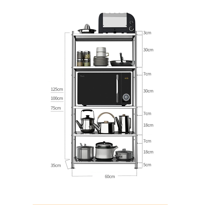 Kệ inox để lò vi sóng, nồi xoong chảo - kệ bếp inox nhiều tầng