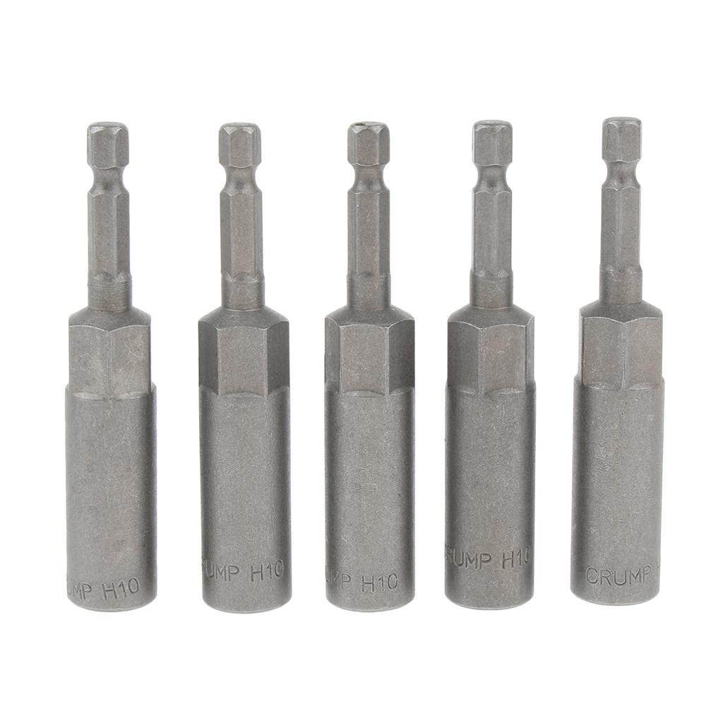 5Pcs Socket Adapter Set Driver Hex Shank Impact Drill Bits 1/4" Shank 10mm