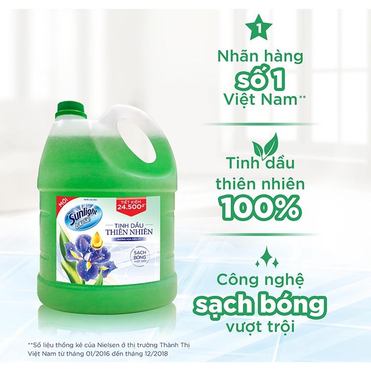 Nước lau sàn Sunlight Tinh dầu thiên nhiên hương hoa diên vỹ Túi 1kg