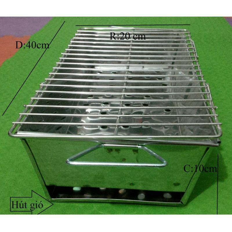 Bếp nướng than hoa inox, bếp nướng BBQ ngoài trời tặng kèm vỉ