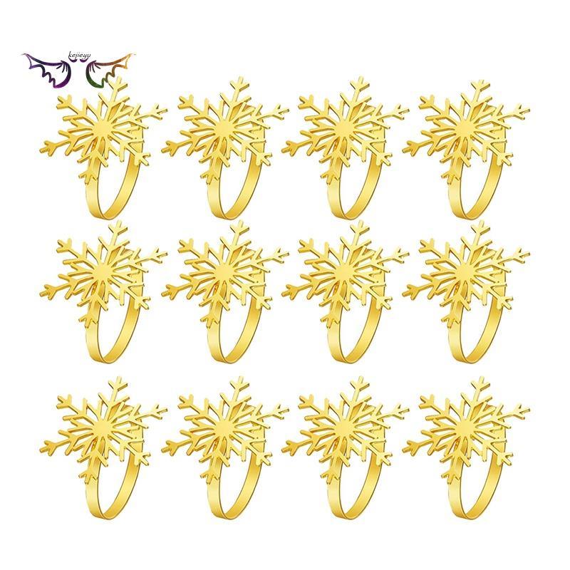 12Pcs Christmas Snowflake Napkin Rings Napkin Holder for Christmas Dinners Parties, Everyday Table Decoration Accessory