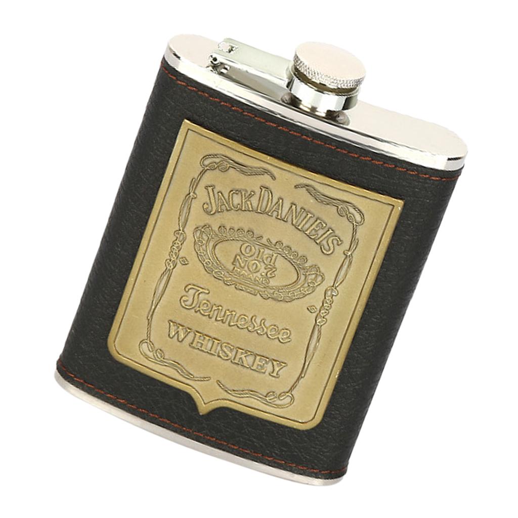 Portable Hip Flask Stainless Steel Pocket Alcohol Drink Whisky Vodka Black