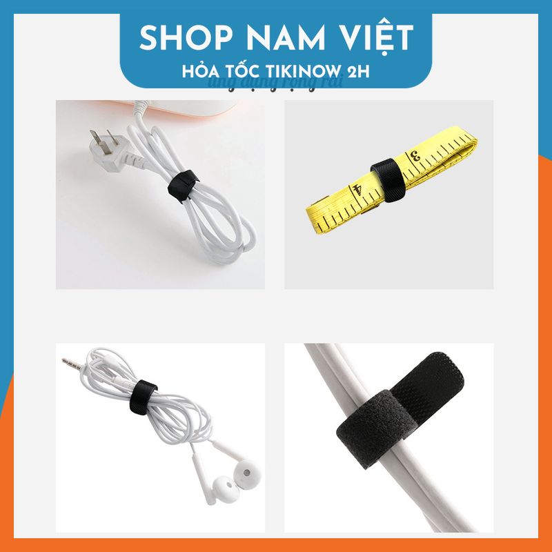 Combo 2 Cuộn Băng Gai Dính Velcro Cỡ 1,5cm - Dây Dính 2 Mặt Quấn Dây Điện, Dây Sạc, Tai Nghe Gọn Gàng - Hàng Chính Hãng NAVIVU