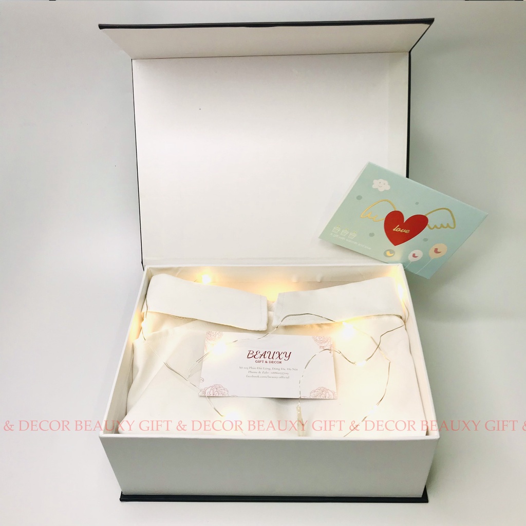 (20*15*7,5cm) Hộp Quà Tặng Người Yêu, Hộp Quà Tặng Valentine, Kèm Túi Giấy, Đèn Led, Giấy Rơm, Thiệp