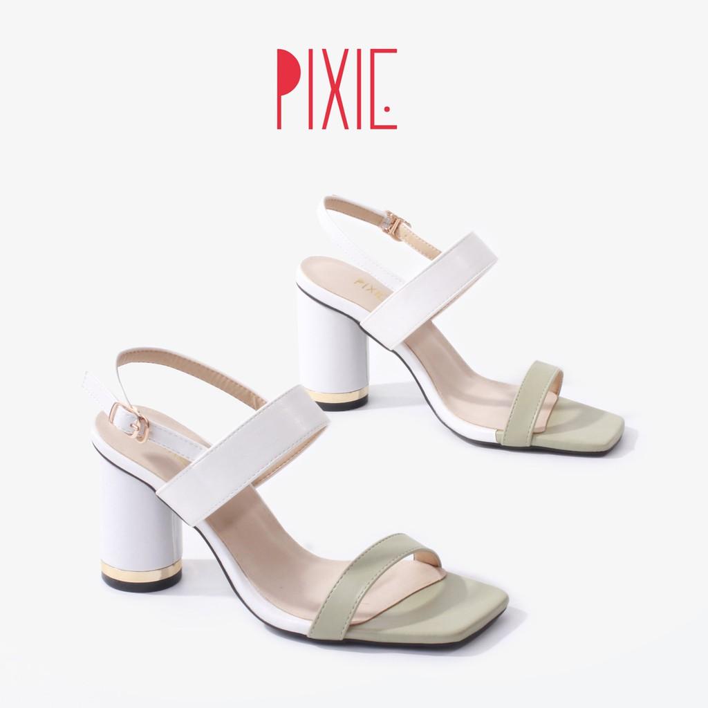 Sandal Gót Vuông 7cm Phối Màu Pixie X762