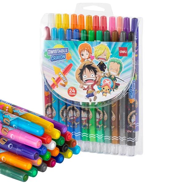Vỉ 24 Bút Sáp Vặn Dài One Piece - Deli EC217-24