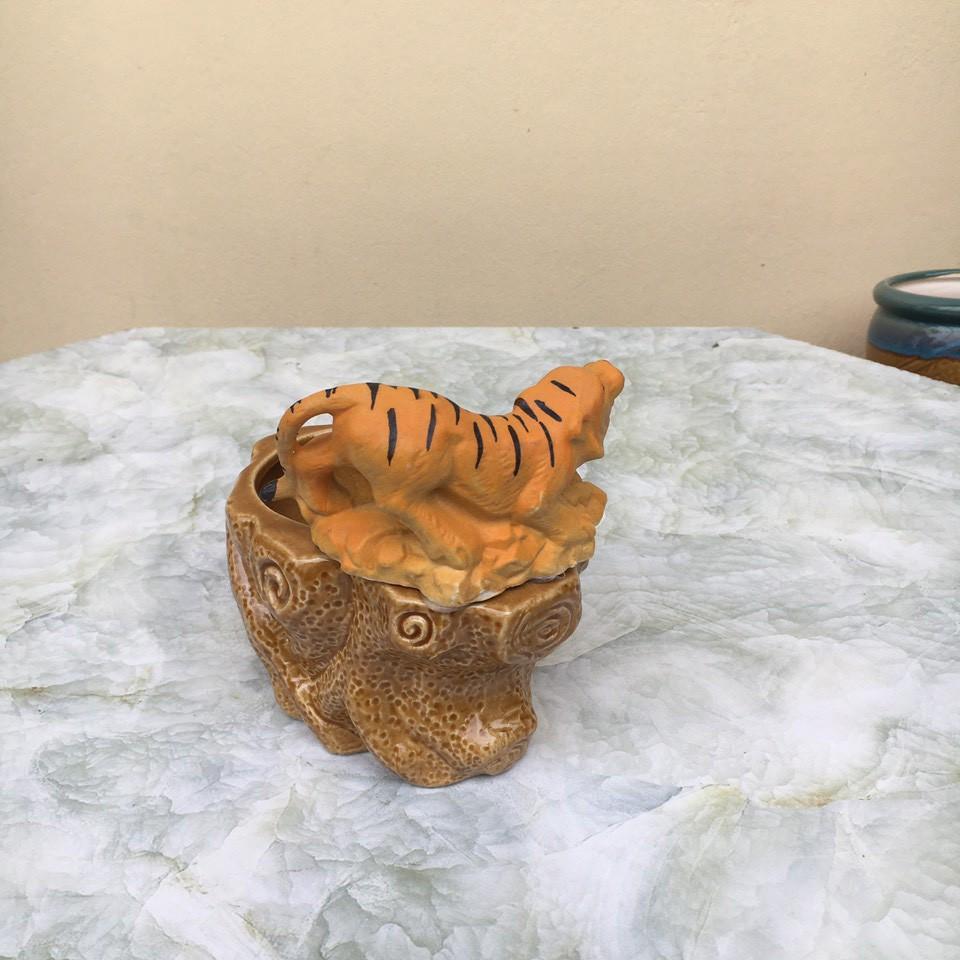 Chậu tượng con hổ mini gốm Bát tràng 1 size CT-62