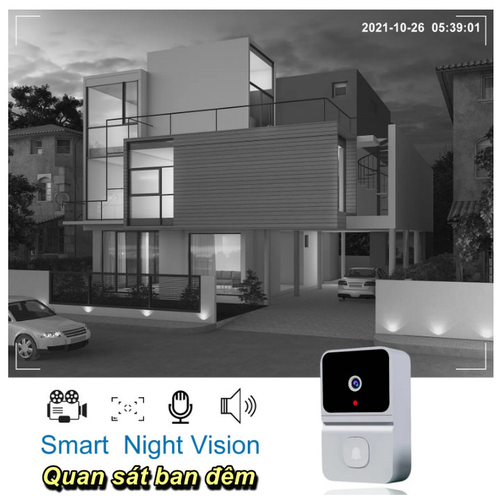 Chuông Cửa Camera An Ninh AIWIT Two-Way Đàm Thoại 2 Chiều , Quan Sát Ban Đêm - Home and Garden