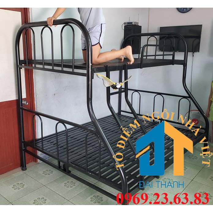 Giường sắt hai tầng Đại Thành tầng trên 1m2 tầng dưới 1m4 màu Đen