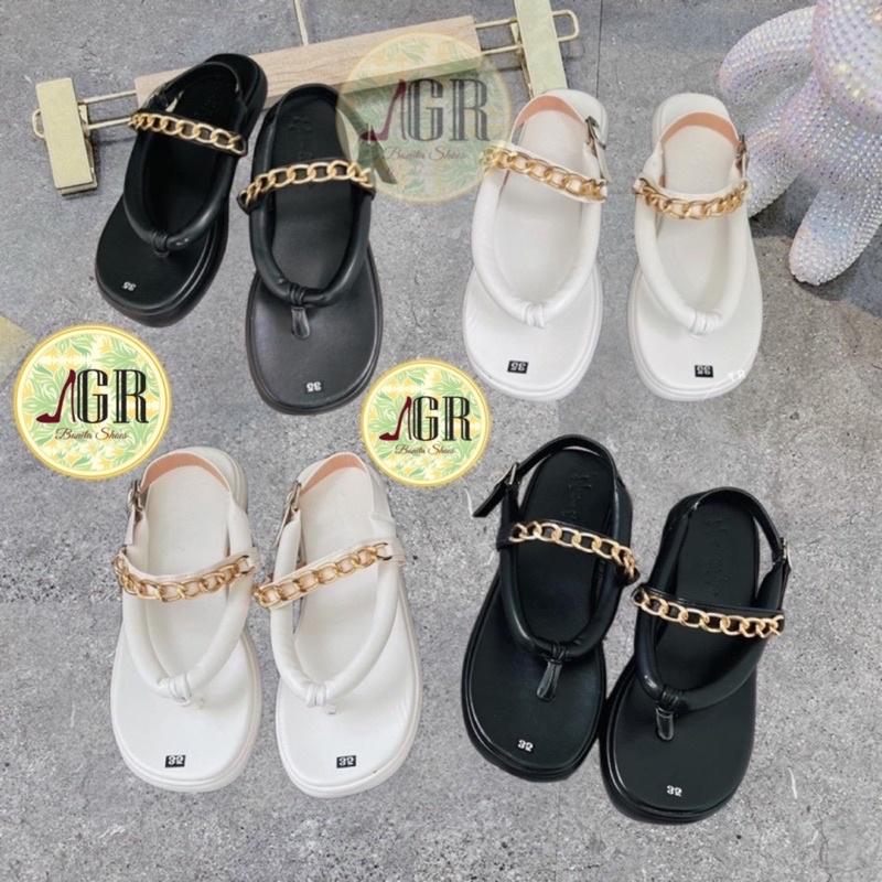 Sandal kẹp dây ống phồng phối xích khoá gài 2,5 cm