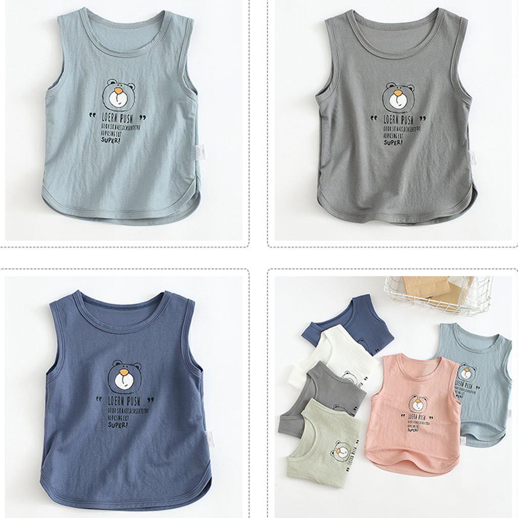Áo Thun Cộc Tay In Hình Gấu Cho Bé Trai Bé Gái SUMO KIDS, Áo Ba Lỗ Chất Đũi Cao Cấp Cho Bé Từ 6-28Kg