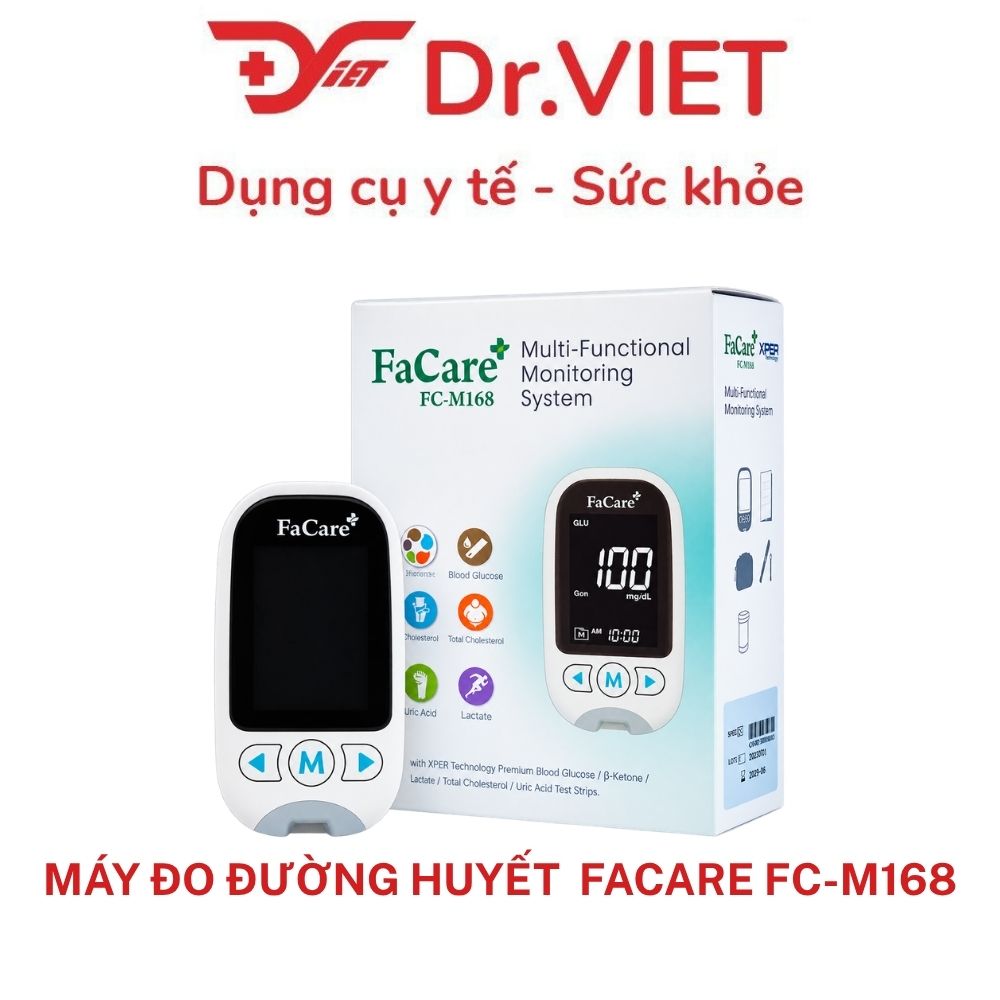 Máy đo đường huyết đa chức năng FaCare FC-M168, đo 5 chỉ số sức khỏe, kết nối Bluetooth, nhỏ gọn