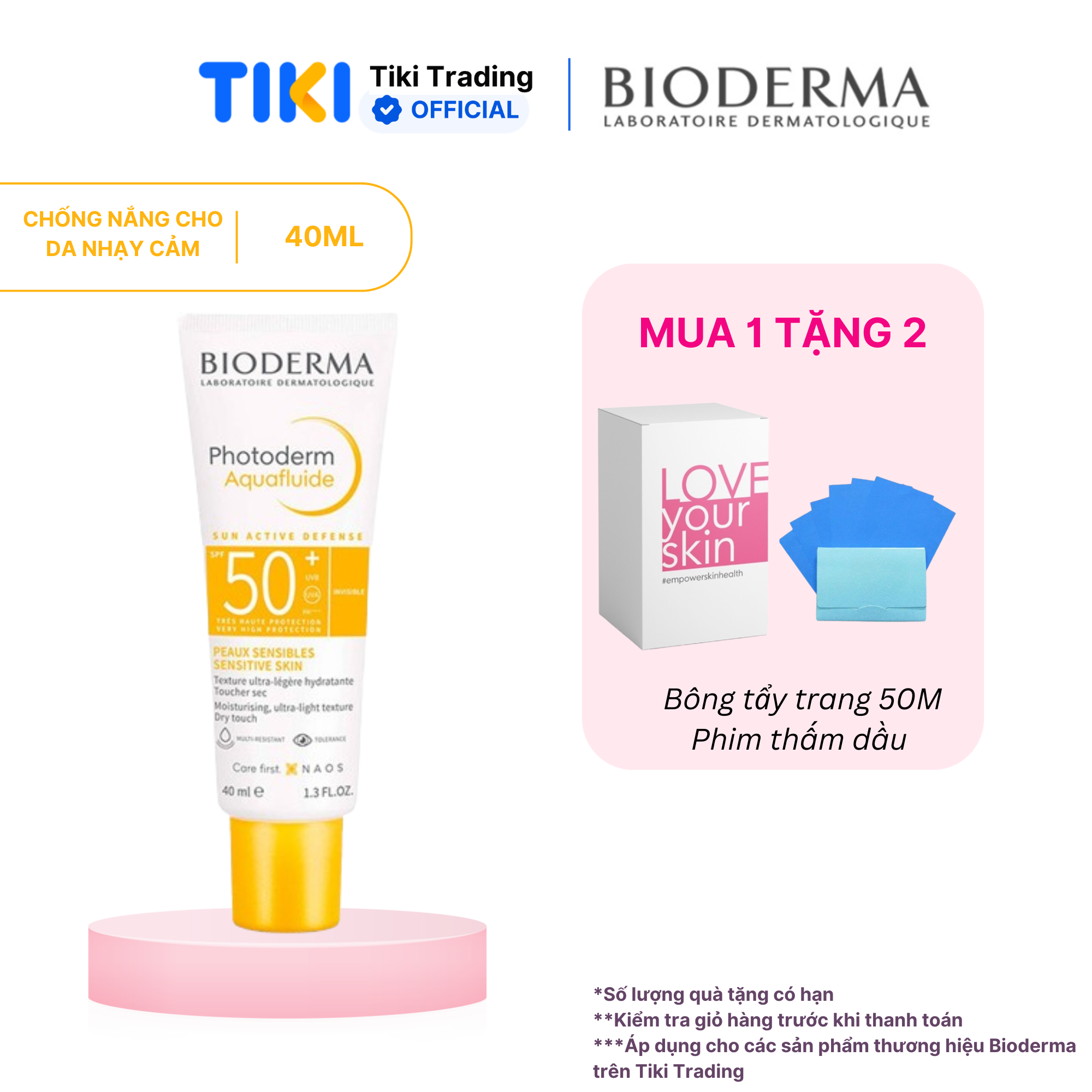 Kem chống nắng giảm bóng nhờn cho mọi loại da Photoderm Aquafluide SPF 50+ - 40ml [Không màu]