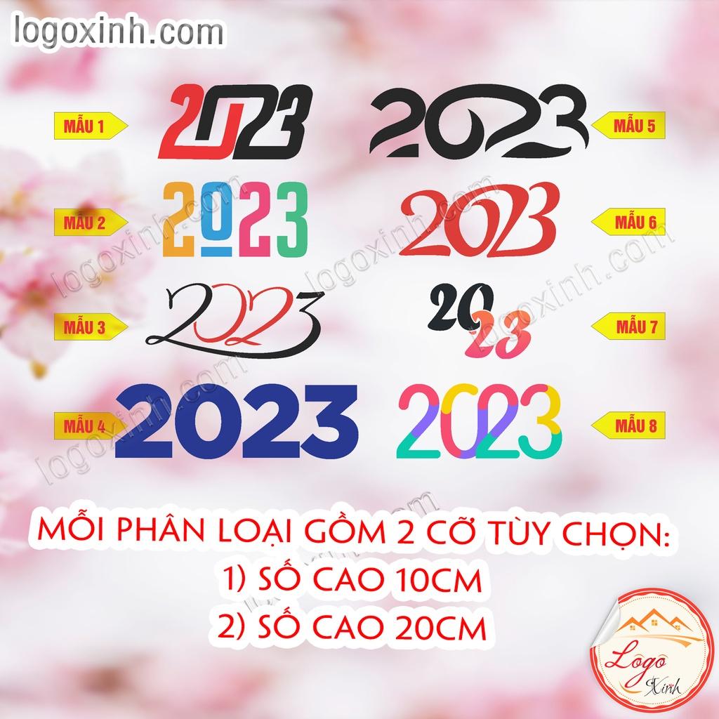Sticker Số 2023 Trang Trí Tết Năm Mới, Chất Liệu Decal Cắt Dán Sẵn, Chống Nước, Nhiều Mẫu Mã Bắt Mắt, Bền Đẹp