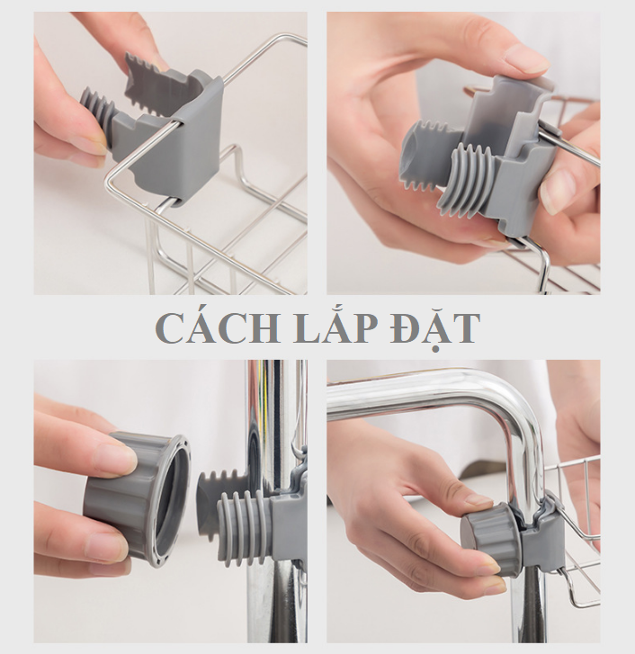 Dụng cụ để đồ rửa chén bát inox gắn tại vòi điều chỉnh 360 độ đa năng giỏ treo bồn rửa bát