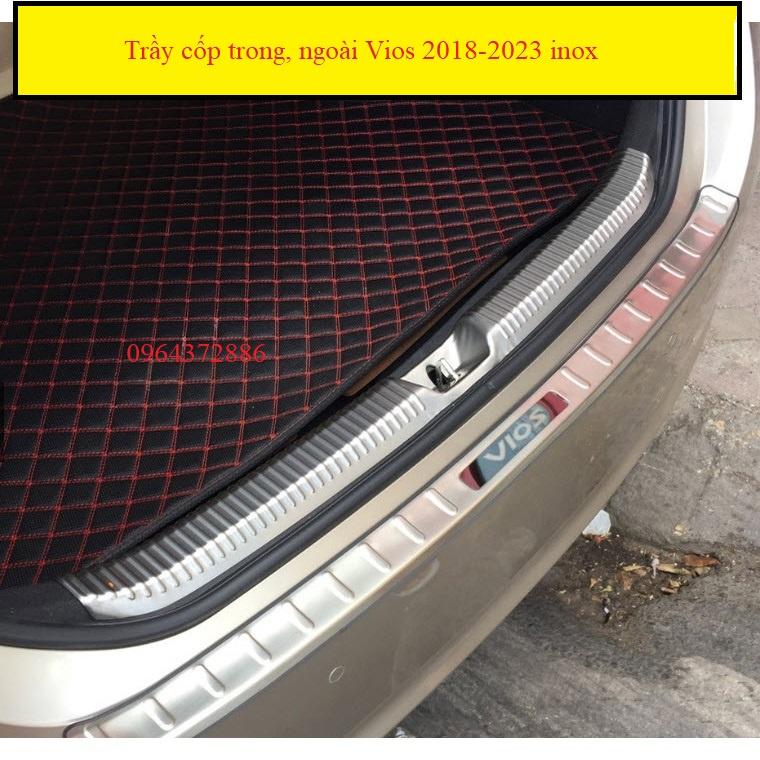 Bộ ốp chống trầy cốp trong, ngoài xe Toyota Vios 2019- 2022, chất liệu Inox sáng bóng