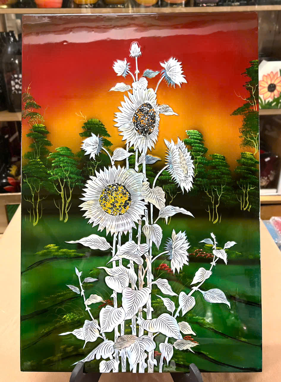 Tranh sơn mài - HOA, TRÚC - Khảm cừ cao cấp size 40x60 thích hợp trang trí, làm quà tặng