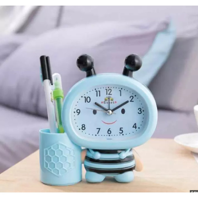 Đồng Hồ Để Bàn Kèm Ống Đựng Bút 2 in 1 Hình Con Ong Cho Bé