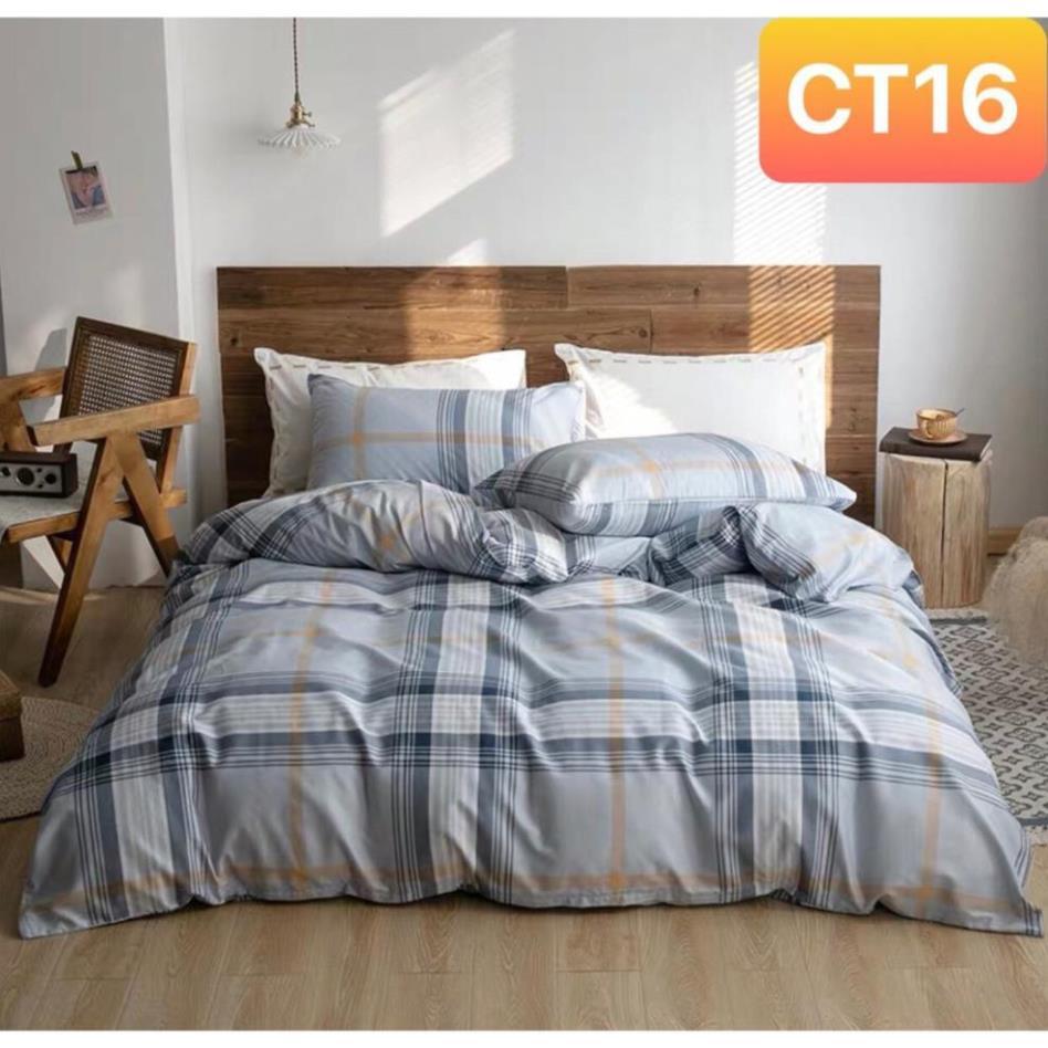 Bộ chăn ga gối Cotton TC sọc caro 4 món đủ kích thước 1m2 đến 2m*2m2