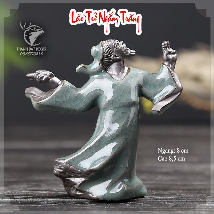 Tượng Gốm Sứ mini Tráng Men Hình Chú Tiểu và Lão Tử Trang Trí Tiểu Cảnh, Cây Bonsai, Cây Cảnh, Hòn Non Bộ, Hồ Thủy Sinh