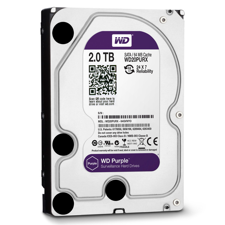 Ổ Cứng Camera WD Purple™ 2TB/64MB/3.5 IntelliPower - WD20PURZ - Hàng Chính Hãng