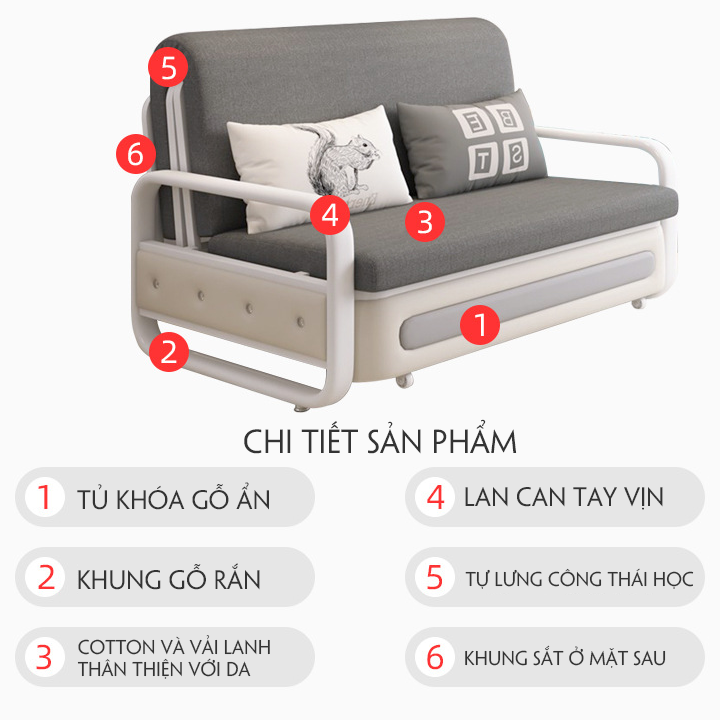 Giường sofa thông minh hà nội, giường gấp thông minh 2 trong 1 có ngăn chứa đồ