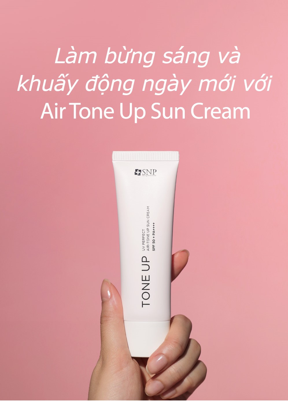 Kem Chống Nắng Mát Lạnh Tone Trắng Hồng Tự Nhiên SNP UV PERFECT AIR TONE UP SUN CREAM 50ml