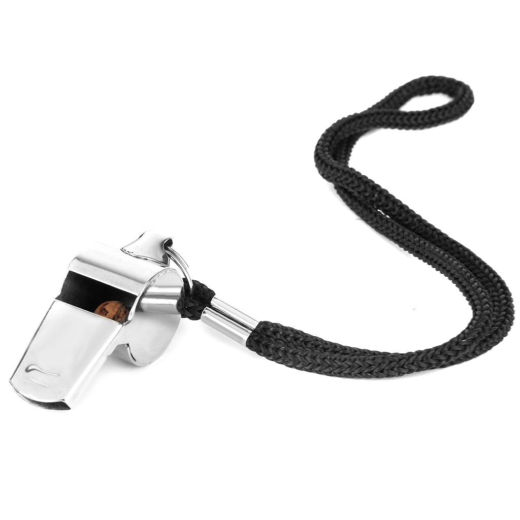 6 x Stainless Steel Sports Training Referee Whistle with Lanyard