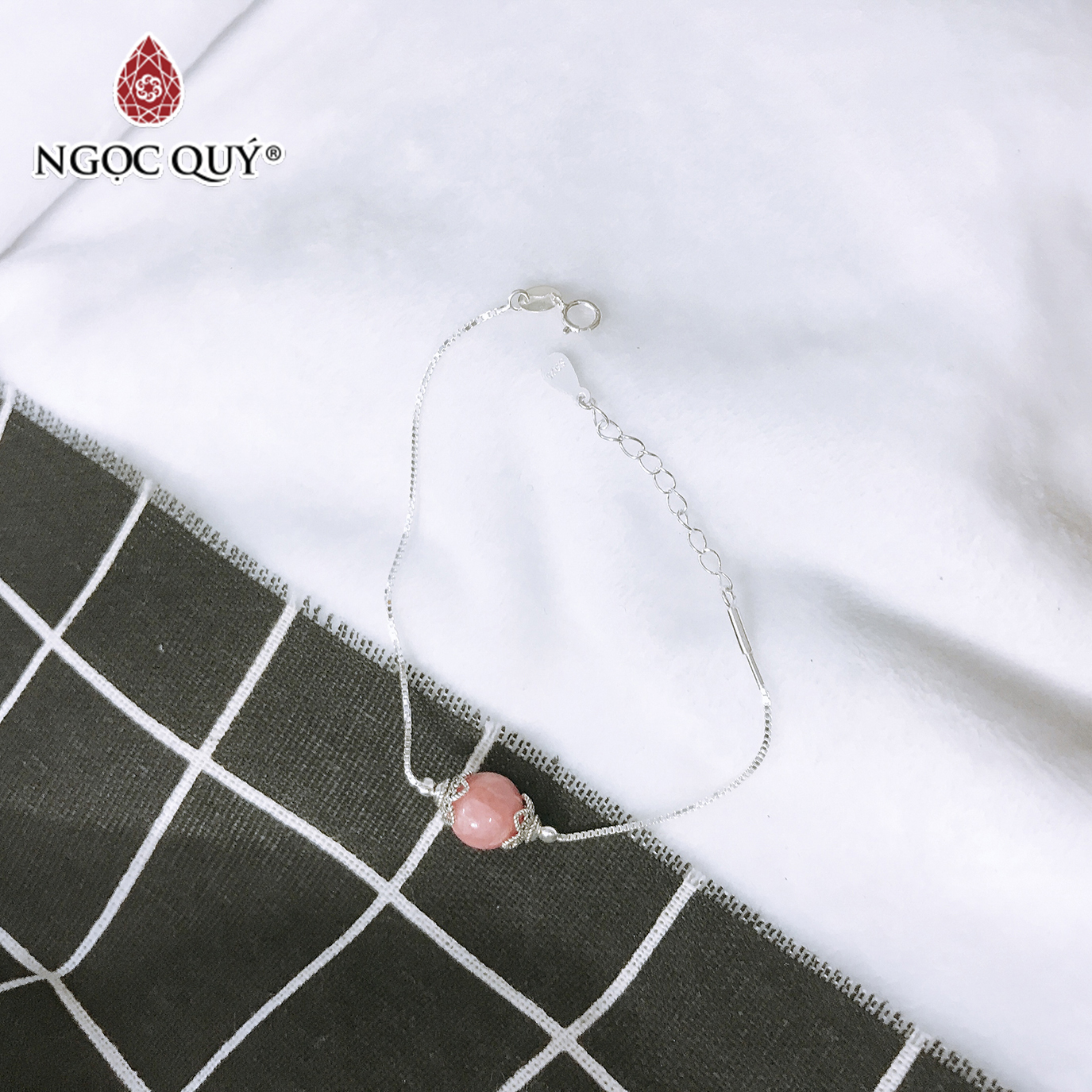 Lắc tay bạc đá đào hoa mệnh hỏa , thổ - Ngọc Quý Gemstones