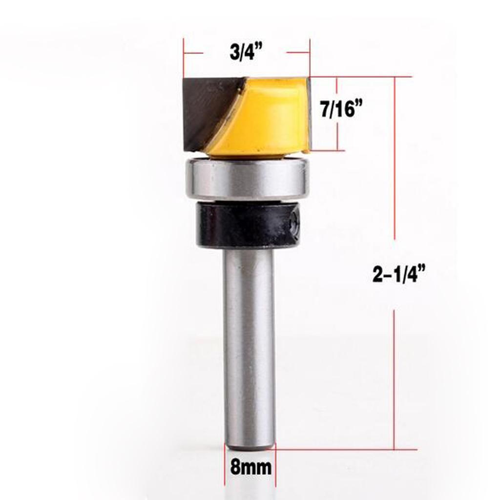 3Pcs Hinge Mortise Flush Trim Template Router Bit - 8mm Shank Woodworking