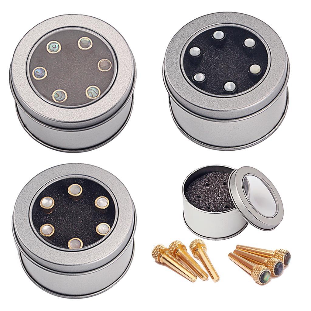6pcs Brass Bridge Pins String Pegs for Acoustic Guitar in Tin box A