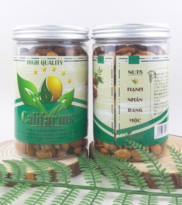 Hạt Hạnh Nhân Rang Mộc 1KG (gồm 2 hủ, mỗi hủ 500gr), Hạnh Nhân không vỏ, không chất bảo quản, không phụ gia