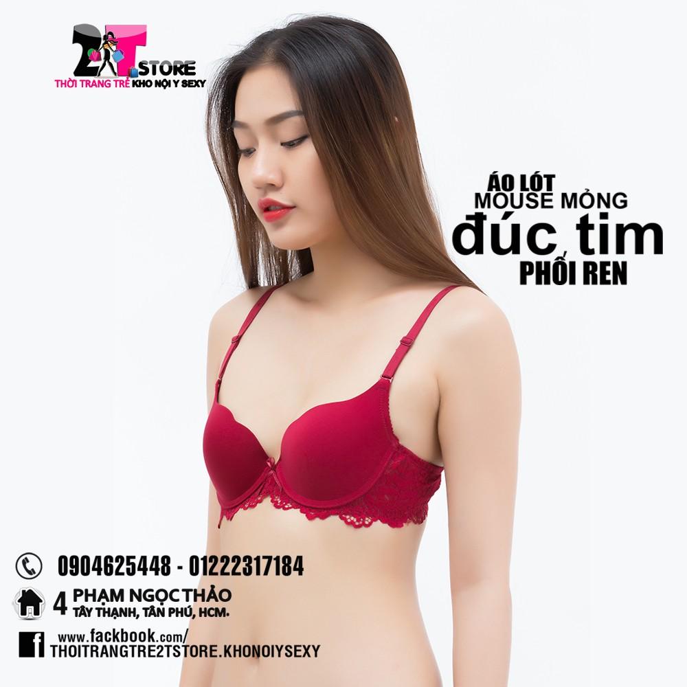 Áo Nâng Ngực Mouse Mỏng Đúc Tim Phối Ren