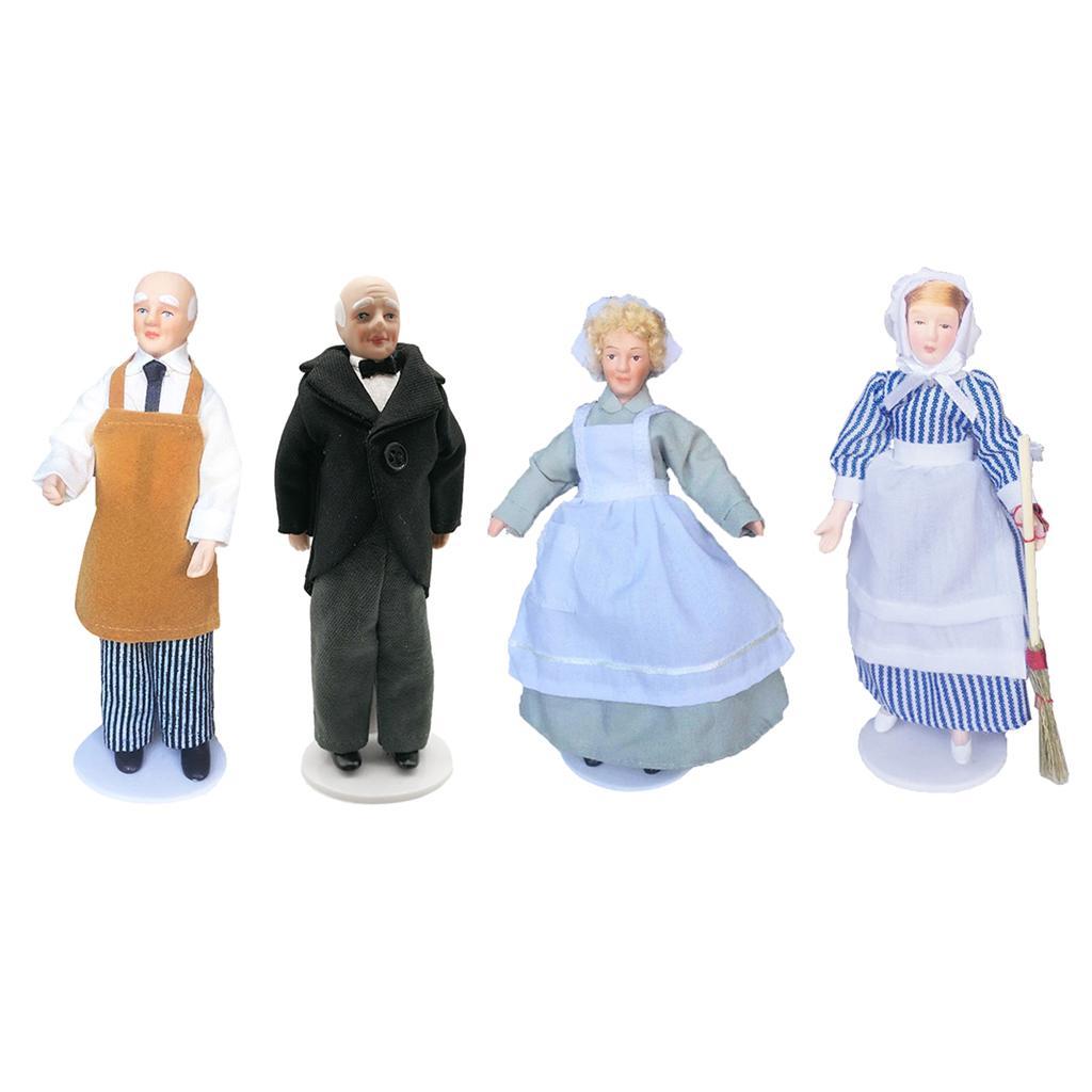 4pcs 1:12 Dollhouse Miniature Porcelain Doll Model Little Beautiful Girl Boy