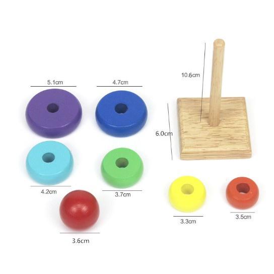 Đồ Chơi Gỗ Tháp Cầu Vồng 7 Màu - Đồ Chơi Gỗ Montessori Phát Triển Kỹ Năng Cho Bé