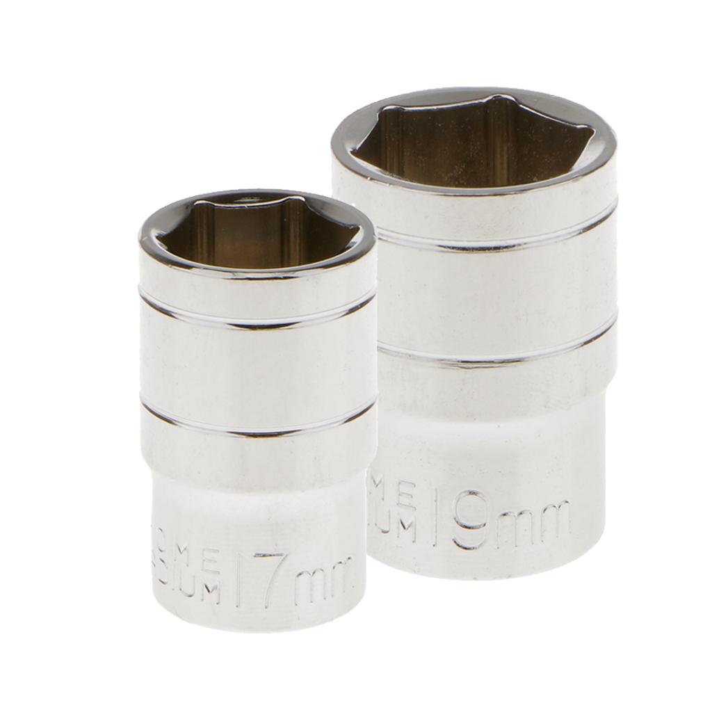 2 X 17mm &amp; 19mm Short Socket Set 1/2 '' Metric Hexagon Socket