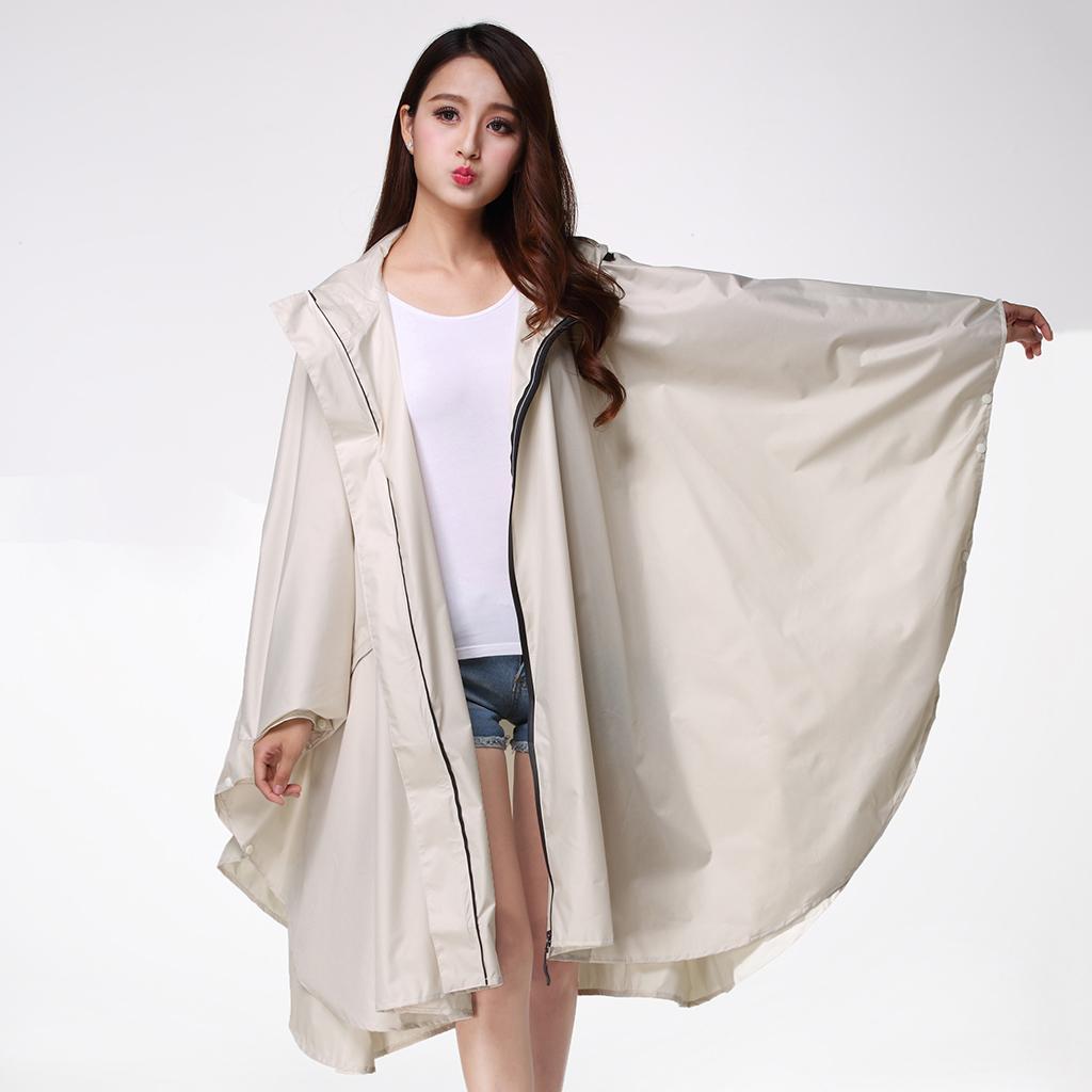 Women's Lightweight Waterproof Outdoor Raincoat Portable Poncho Beige