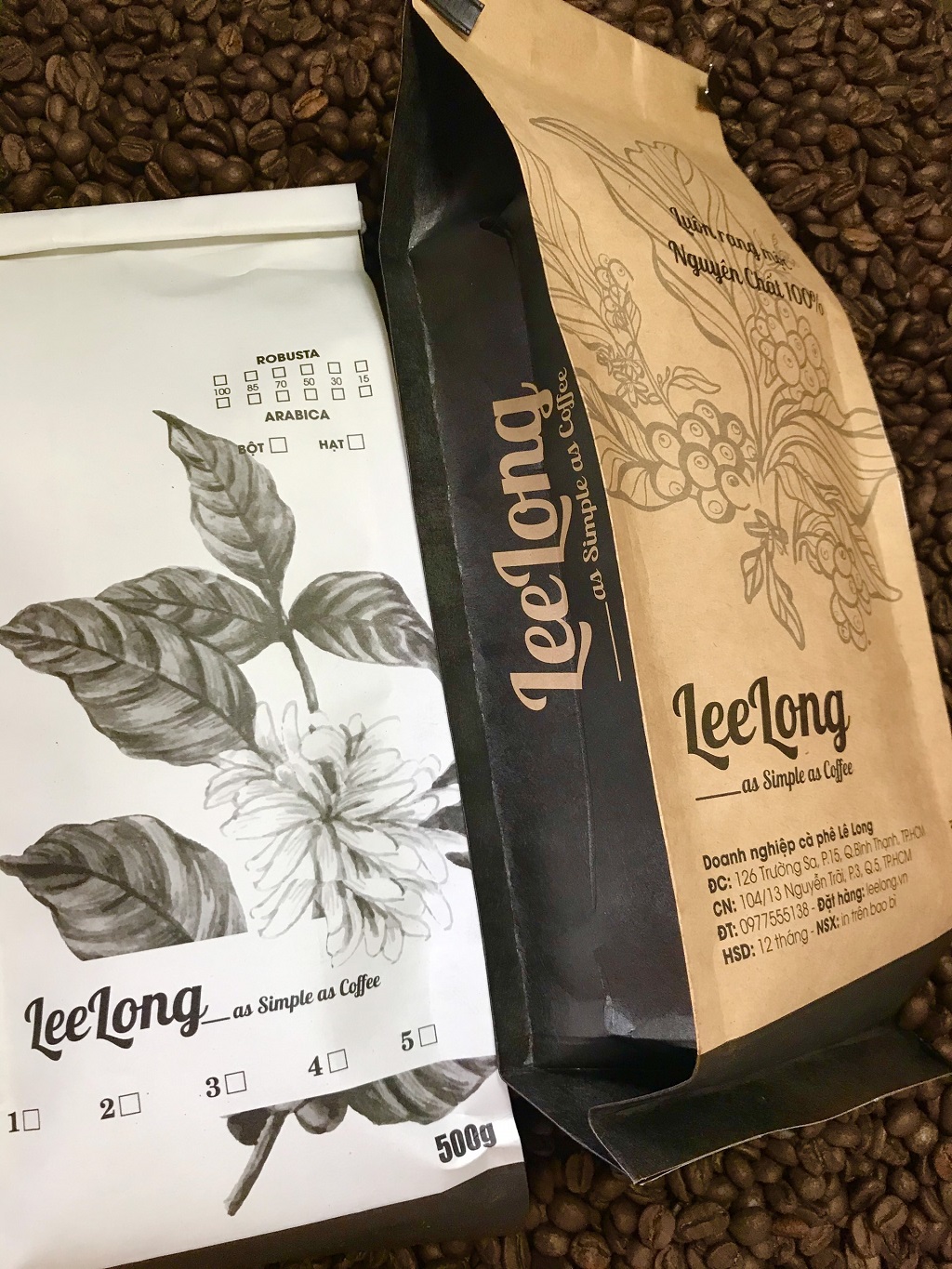 500g cà phê Arabica Cầu Đất dạng hạt rang chưa xay - LeeLong Coffee