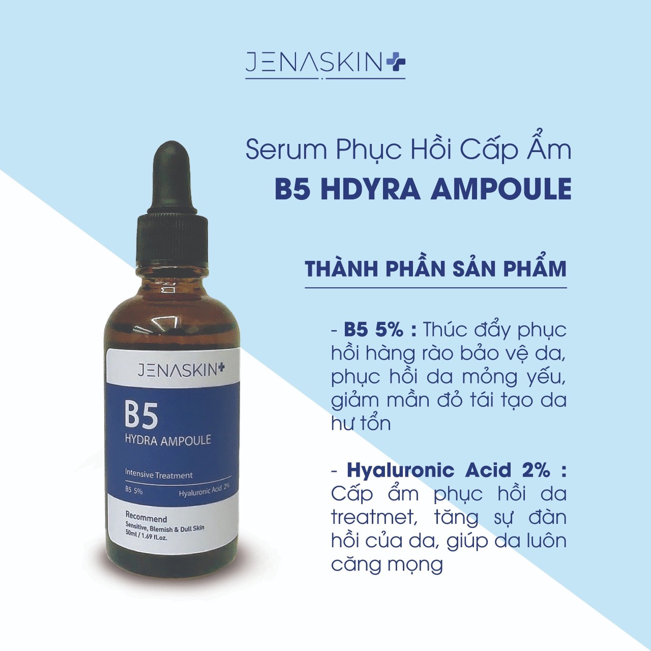 Serum B5 Hydra Ampoule Jenaskin - Tinh Chất Phục Hồi, Căng Bóng, Mờ Thâm Nám, Dưỡng Trắng Da 50ml