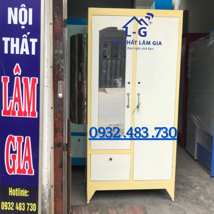 Tủ sắt quần áo sơn dầu cao 1m8 rộng 90cm